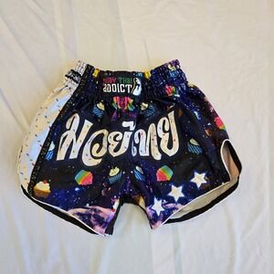Muay Thai Addict Shorts Adult Sz S Galaxy Cupcakes Pink Blue Kickboxing MMA